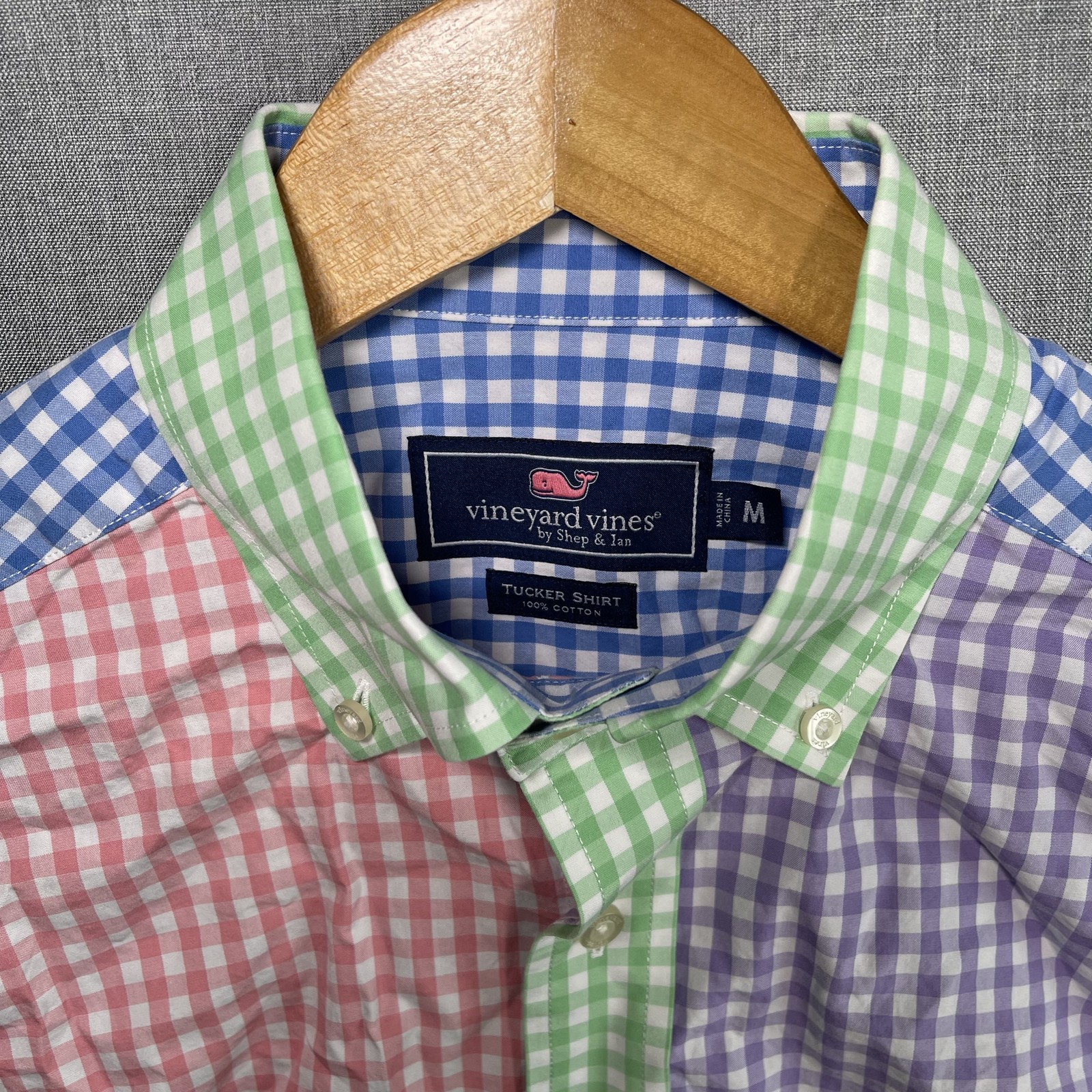 Vineyard Vines Shirt Mens Medium Patchwork Gingha… - image 2