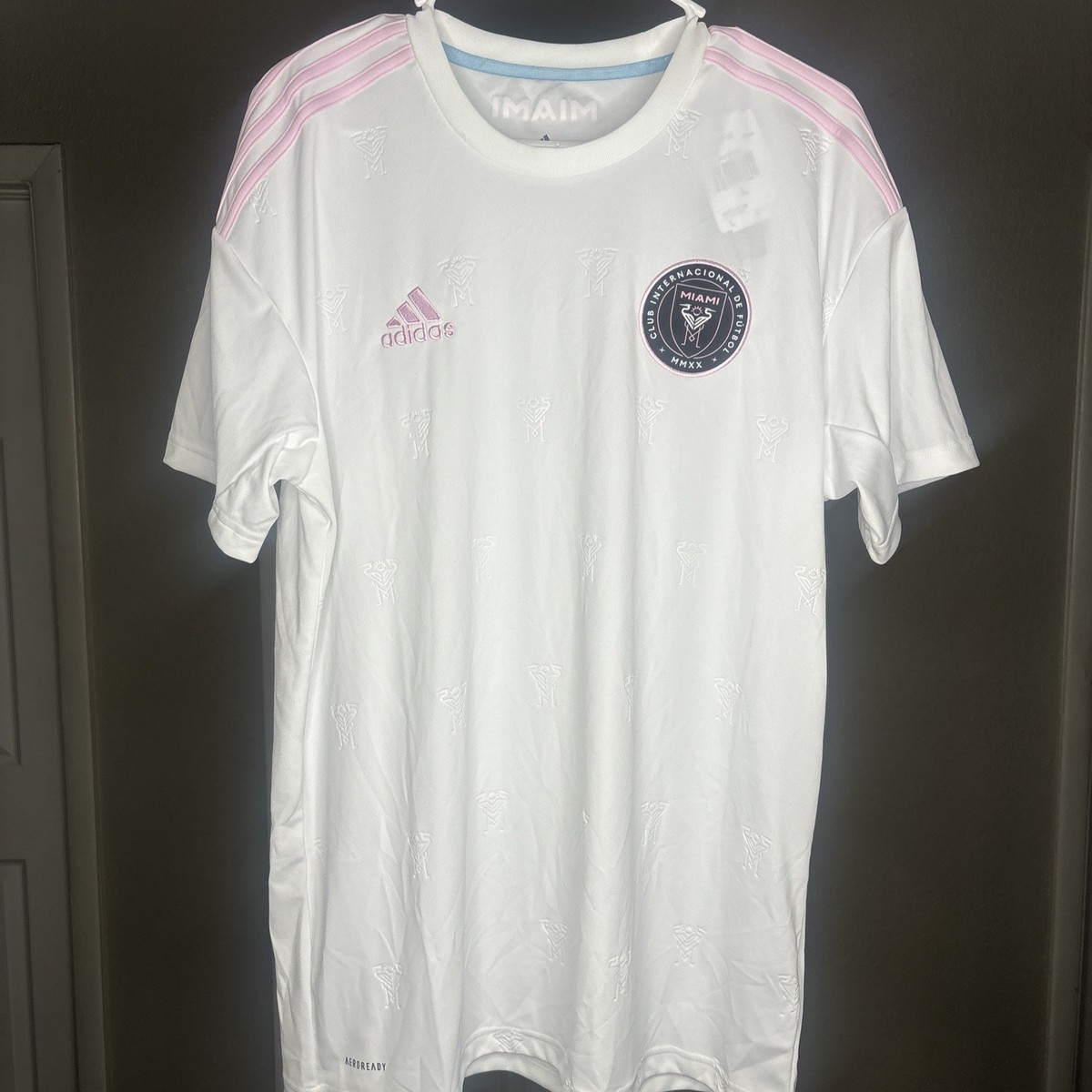 BADBLOOD サッカーシャツ　ゲームシャツ　刺繍　y2k ユニフォーム　白 Adidas Inter Miami CF 19/20 Home Soccer Jersey #23 Beckham Size L
