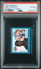 1988 GRENADA BASEBALL STAMPS KIRBY PUCKETT BASEBALL STAMPS PSA 6