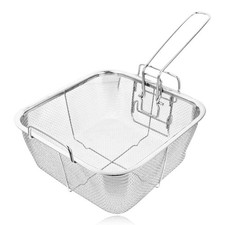 Stainless Steel Deep Fry Basket, Round Wire Mesh French Chip Frying Serving B...