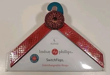 LINDSAY PHILLIPS Women’s Ribbon Straps Interchangeable SwitchFlops L NWT Pink 