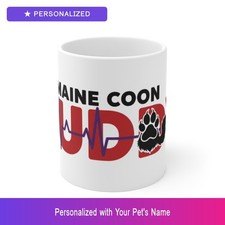 Custom Maine Coon Cat Paw Print Heartbeat Mug Personalized Pet Name Coffee Cup