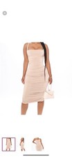 Beautiful Fashion Nova Dress Ruched Midi Dress-nude Size Medium Never Been Worn