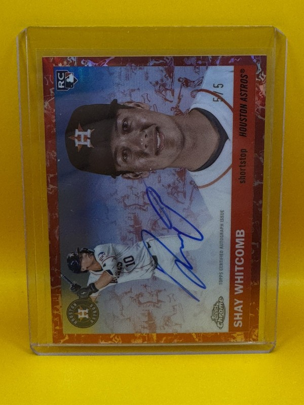 2025 Topps Chrome Platinum Shay Whitcomb #CPA-SW Red Refractor RC Autograph 5/5