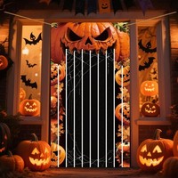 Halloween Deko KüRbis TüRvorhang Banner Gruselige Deko 165X90Cm Indoor Outdoor