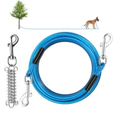 Dog Tie Out Cable, 30 FT Dog Lead Cable with Detachable Shock Spring, Dog Run...