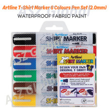 Artline T-Shirt Marker 6 Colours Pens Set Waterproof Fabric Paint 2.0mm