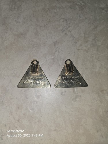 Laurel Burch Four Seasons Triangle Clip On Earrings Retro Statement Piece - Picture 4 of 13