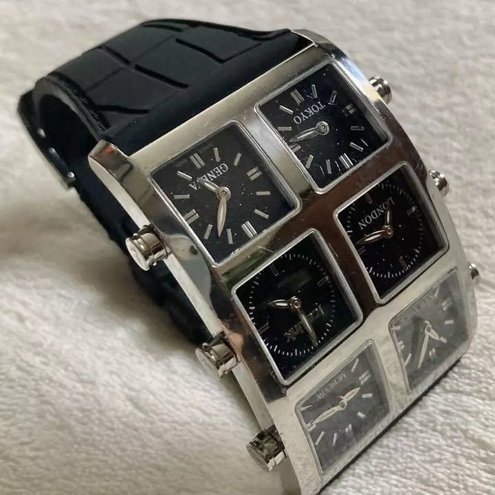 ice link 6TIME ZONE avalanche 40mmx60mm analog watch working Used