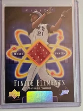 Delmon Young Upper Deck Finite 2003 Finite Elements Jersey Swatch Game Used GU