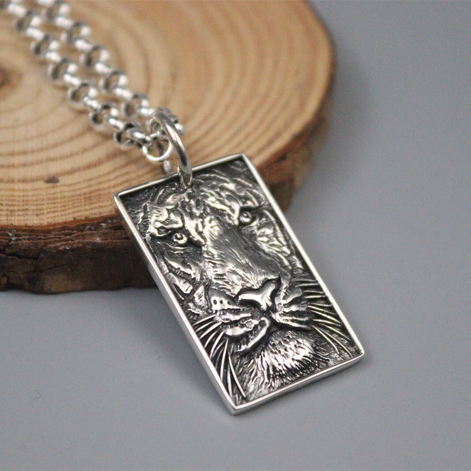 Pingente de prata esterlina chinês S925 Fengshui besta de tigre moda masculino feminino - Imagem 2 de 4