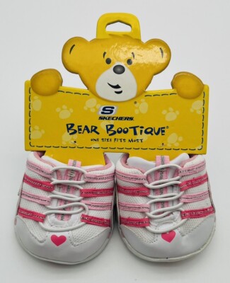 Build a Bear Pink and White Skechers Sneakers/ Tennis Shoes Pink Hearts BABW NWT