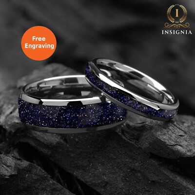 His And Hers Silber Wolfram Eheringe - Galaxie inspiriert Paar Versprechen Band