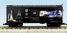 USA Trains R19156 G scale US Space Force Black Steel Boxcar, Military Series