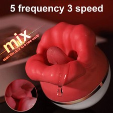 Rose Sucking Vibrator Oral Clit Licking Tongue G-Spot Dildo Sex Toys For Women