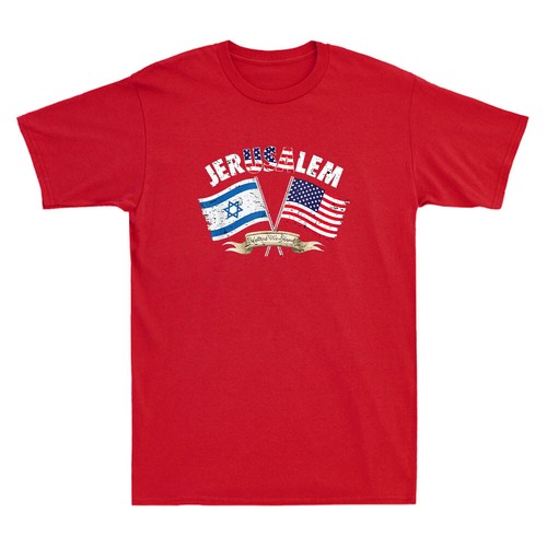Jerusalem Israel Usa American Flag United We Stand Quote Vintage Men's T-Shirt - Picture 6 of 8