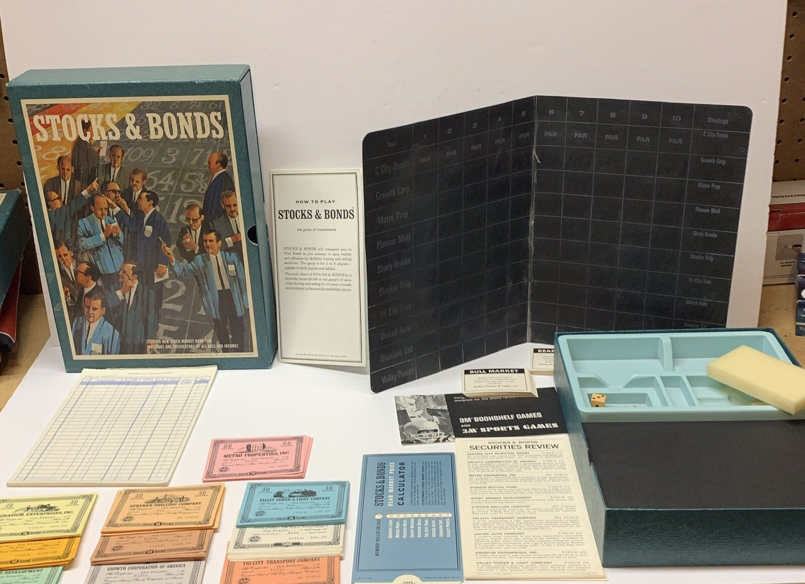 Vintage 1964 Stocks And Bonds Board Game 3M Bookshelf Game eBay