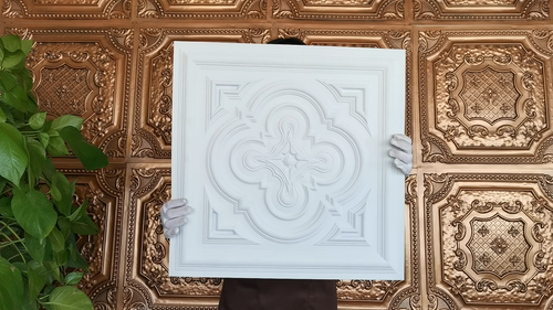 Ceiling tile Faux tin decor Barber saloon wall panel PL36 White matte 10pcs/lot - 第 1 支影片,共 1 支