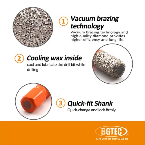 6 Stück/Box Quick-Fit Diamant Bohrkronen Granit Marmor Stein Loch AW Cut Werkzeug - Bild 12 von 12