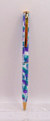 Sheaffer Vintage White Dot Purple/White/Green ball pen with gold trim-new