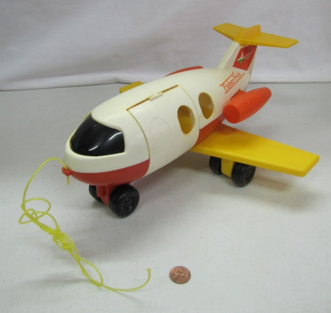 Vintage 1980 Fisher Price Little People Yellow Orange Jet Airplane Plane  #2502
