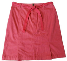 Duck Head Petites Size 10 Pink Cotton Twill Straight Skirt Fabric Logo Belted