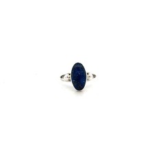 Sterling Silver Oval Lapis Lazuli Ring Size 5.5 Stone 7 x 13 mm