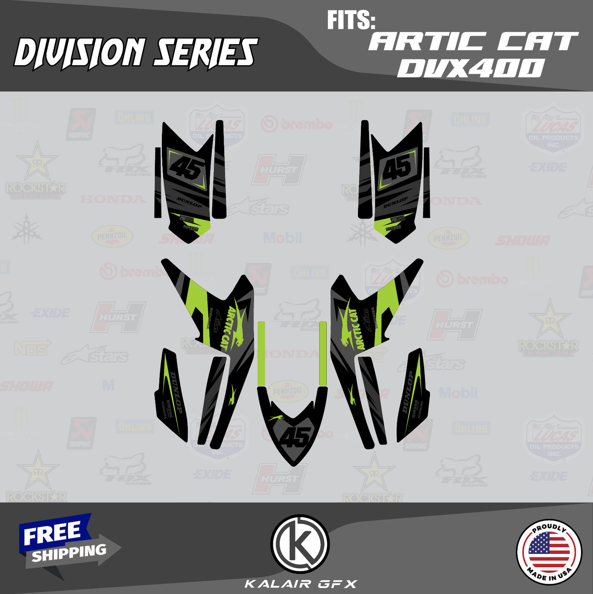 Graphics Kit for ARCTIC CAT DVX400 (2005-2008) Division - Green