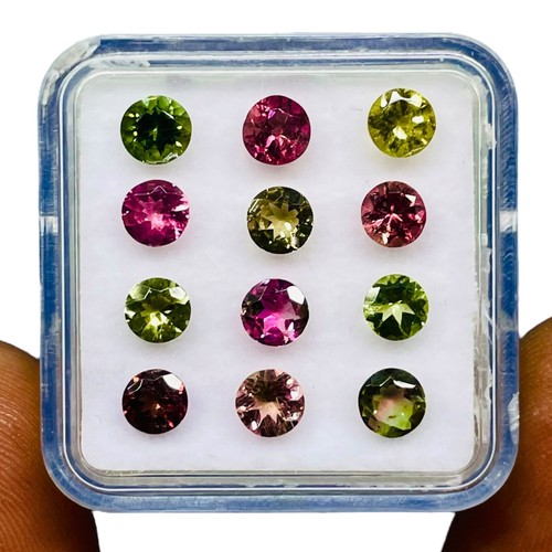 VVS 12 Pcs Natural Tourmaline 4.3mm Round Cut Multi Color Loose Gemstones Lot - Picture 8 of 8