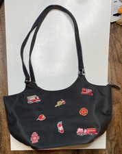 Women&rsquo;s purse Bag with Fire person Firemen symbols Black VTG