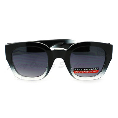 Retro Fashion Sunglasses Women's Round Square Thick Frame Black Clear
