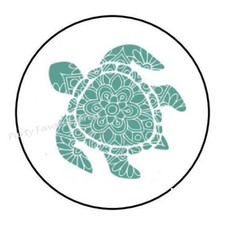 30 SEA TURTLE ENVELOPE SEALS LABELS STICKERS PARTY FAVORS 1.5" ROUND