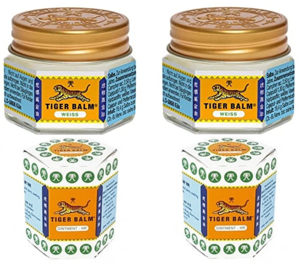 TIGER BALM 2 x Tigerbalsam, weiß, extrastark, Kräuterreibung, Muskeln, Kopfschmerzen, 2x30g