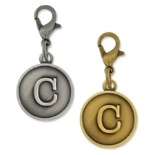 PinMart's Antique Gold and Silver Letter C Alphabet Initial Charm