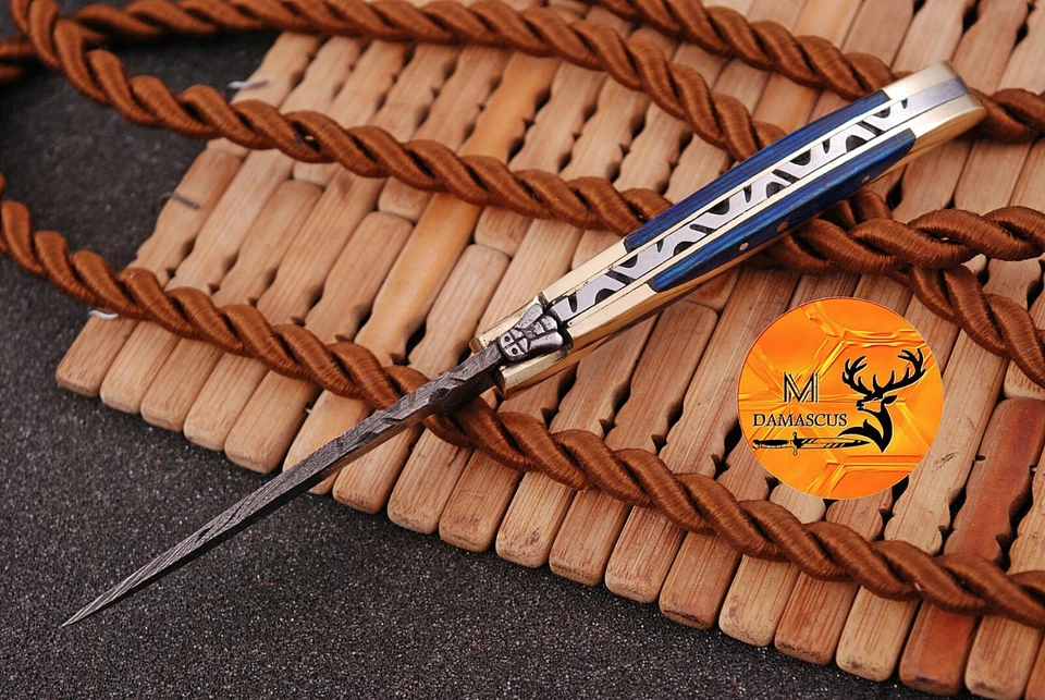 HANDMADE DAMASCUS STEEL SKINNING KNIFE FOLDING POCKET KNIFE SURVIVA EDC 1259 - Image 3 of 4