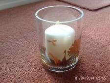 12cm Gold Savannah Print Glass Tealight Holder by MaisonsDuMonde -2 chips to rim