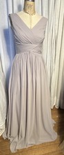Womens Sleeveless Fit+Flare Long Beige Chiffon Ball/Event Gown Sz XS Pre-owned