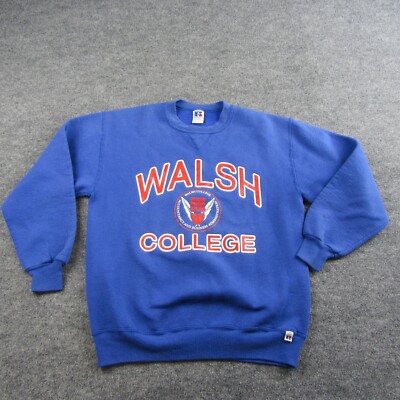 Vintage Russell Athletic Walsh College Sweatshirt Adult Size Large Blue  Sweater