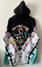 Civil Regime The Rebel Youth Flaming Skull Tie Dyed Hoodie Size L Oversized Fit