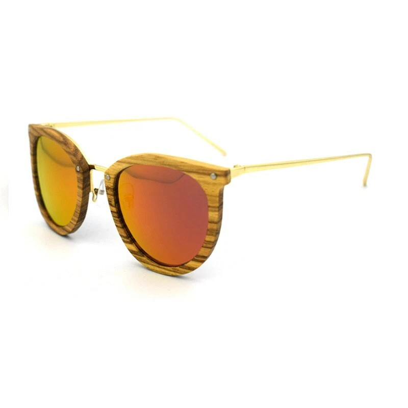 Gafas de sol de madera de cebra para hombre chapadas en oro patas gafas polarizadas caja regalo Foto 4 de 4