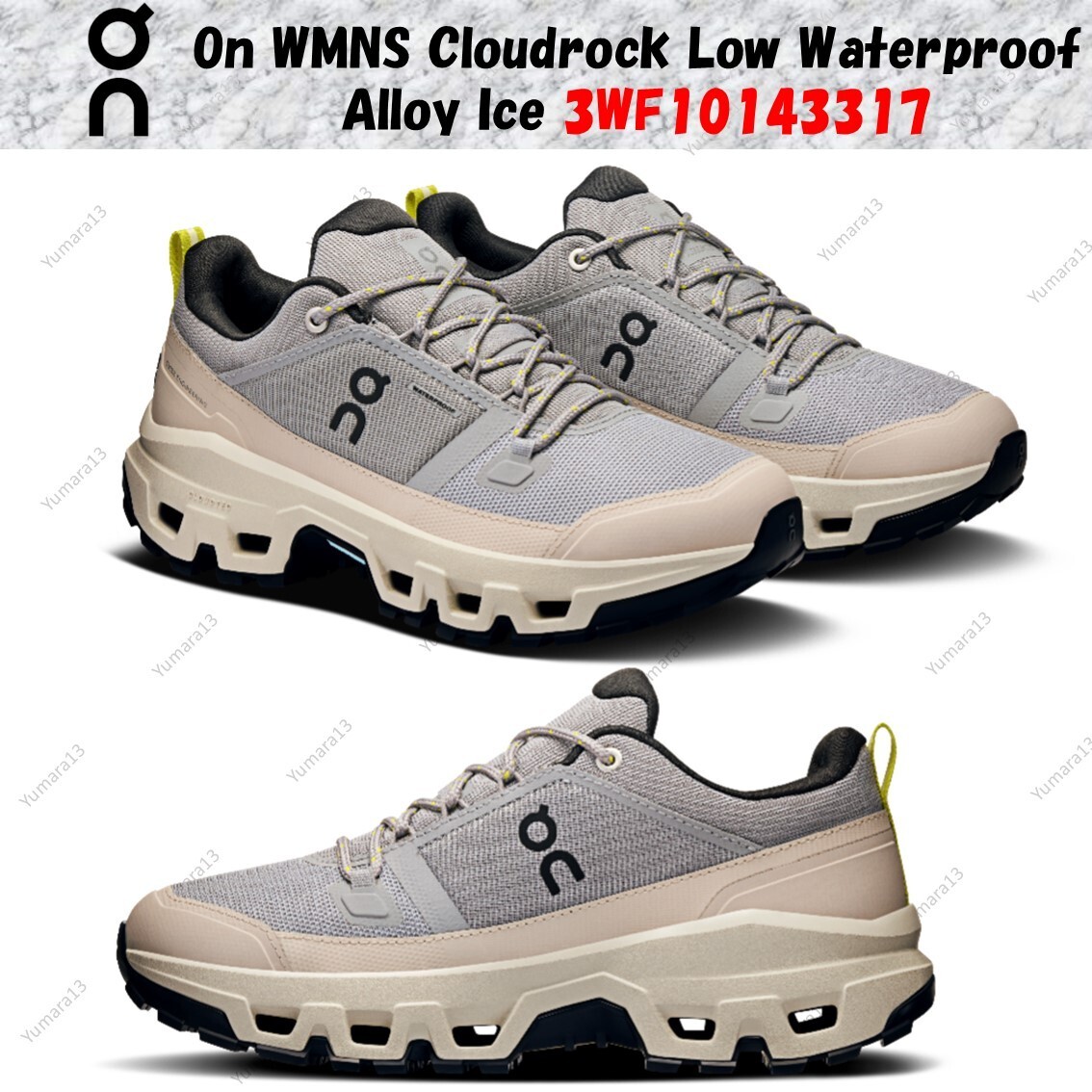 On WMNS Cloudrock Low Waterproof Alloy Ice 3WF10143317 Women's