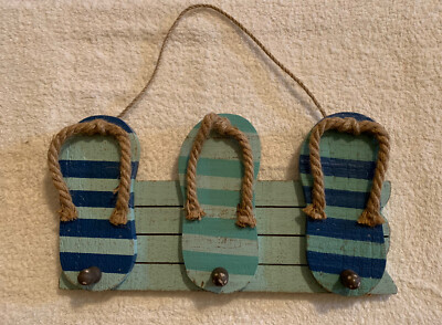 Beach Flip Flop Wall Hanging Decor Sign,Beach Decoration for Home/bath Wood 