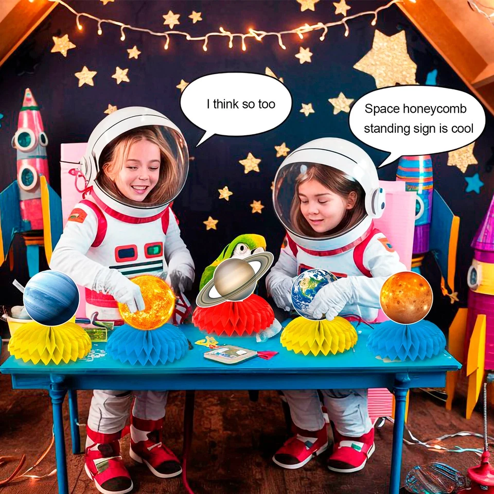 Suministros para fiestas espaciales Sistema solar Decoración de fiestas Mesa Panal Centros de mesa Foto 4 de 4