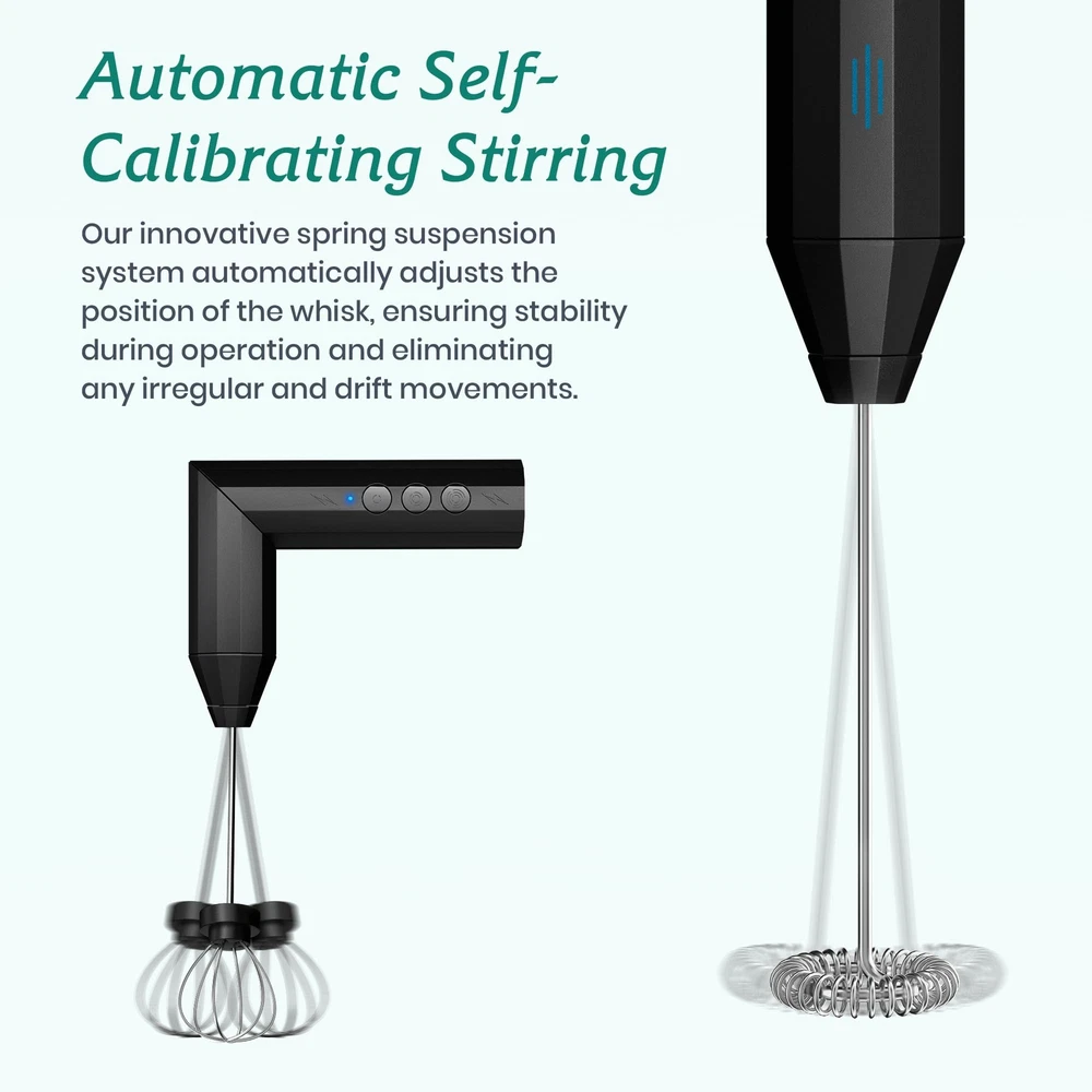 Milk Frother Handheld, USB-C Rechargeable Coffee Frother Wand, Electric drink...