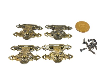 4 x 38mm mini dollhouse Antique Bronze latch Sets Box Case Lock hinge small E2
