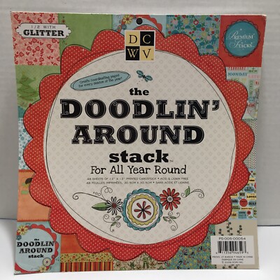 DCWV The Doodlin' Around Stack Printed Cardstock 12x12 Scrapbook Paper Holidays