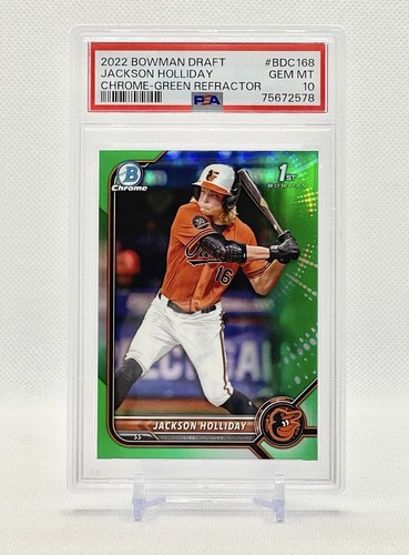 Jackson Holliday RC 2022 1st Bowman Draft Chrome Green Refractor /99 PSA 10