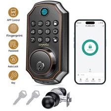 ARPHA Keyless Fingerprint Smart Door Lock Auto Lock Deadbolt APP+Handle Keypad