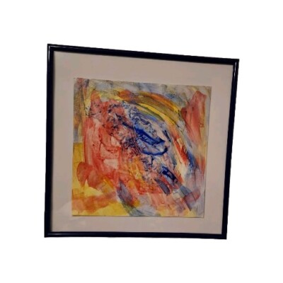 Abstraktes Originalgemälde 40x40 cm  gerahmt  Unikat   v. Leandro Müller 8 Jahre