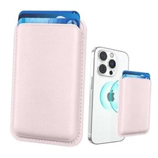 Magnetic Mag-safe Wallet Cell Phone Card Holder for Phone Case with Light Pink